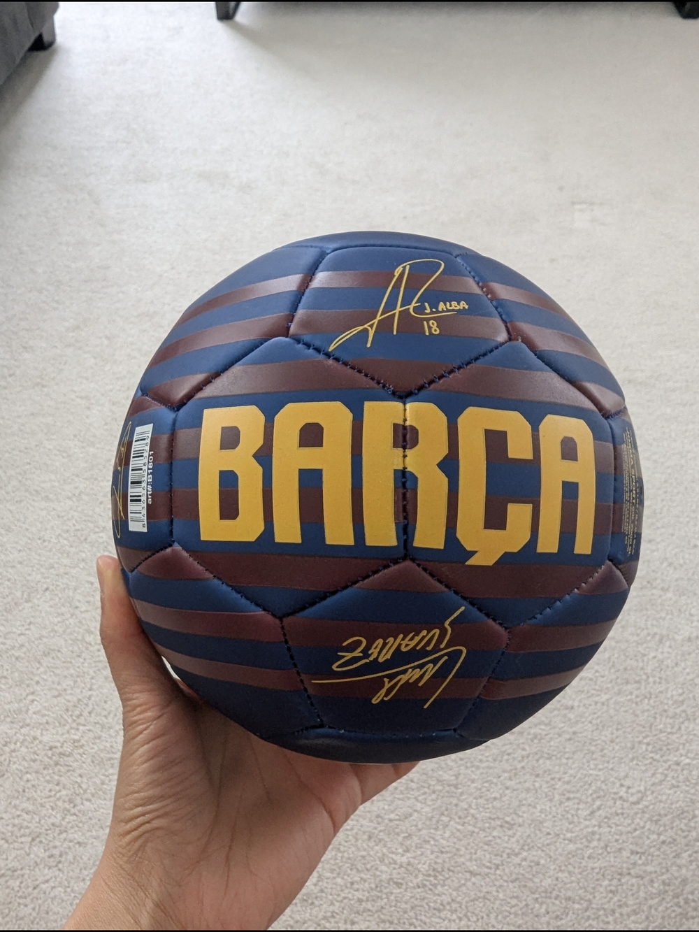Barça Striped Soccer Ball in Navy and Maroon, Mini Size